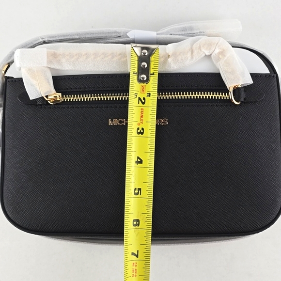 Michael Kors Jet Set Small Saffiano Leather Crossbody Bag Gold Tone Hardware - Picture 13 of 13